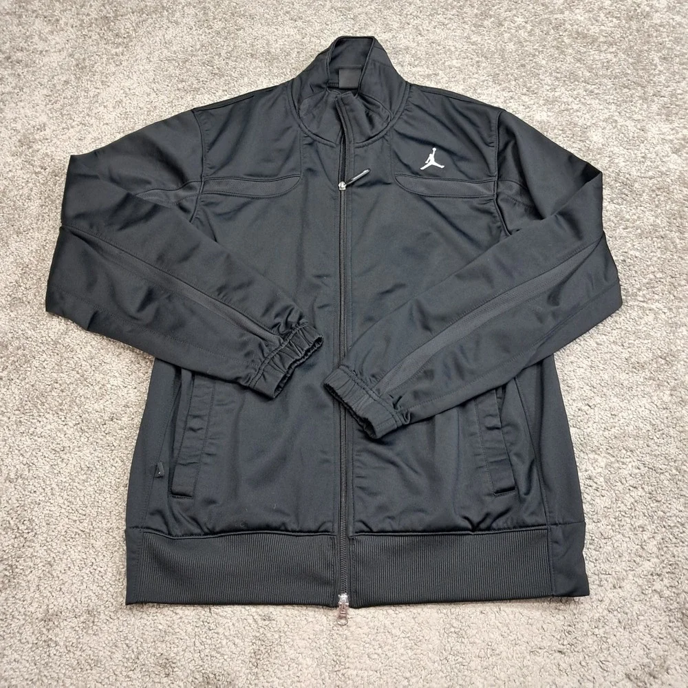 Jordan Mens Full Zip Track Jacket Black Jumpman Mesh Panels Mock Neck M